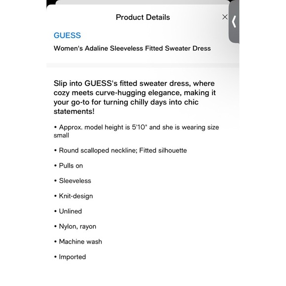 Guess Bodycon Sweater Dress Women's Medium Adaline Sleeveless Fitted Knit Blue - Picture 7 of 10